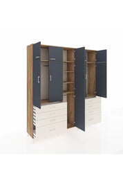 Hyperion Dolap 8 Raflı 8 Çekmeceli 3 Askılı 220x44x243 Çam-Antrasit/Aytaşı