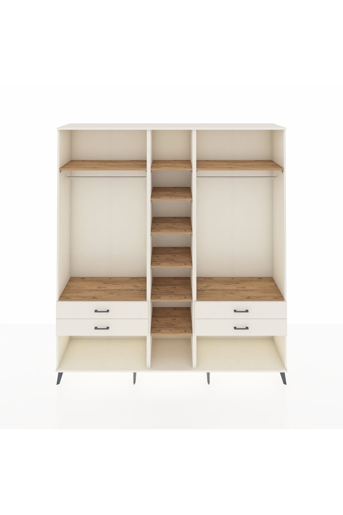 Hyperion Dolap 10 Raflı 4 Çekmeceli 2 Askılı 220x44x243 Aytaşı-Çam/Aytaşı