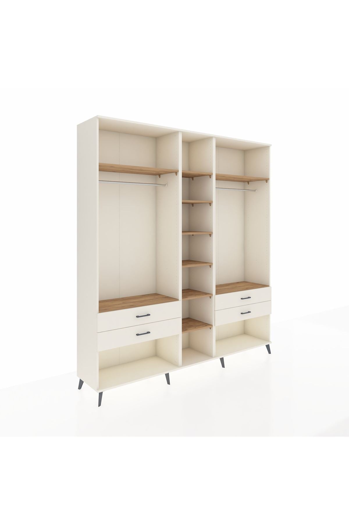 Hyperion Dolap 10 Raflı 4 Çekmeceli 2 Askılı 220x44x243 Aytaşı-Çam/Aytaşı