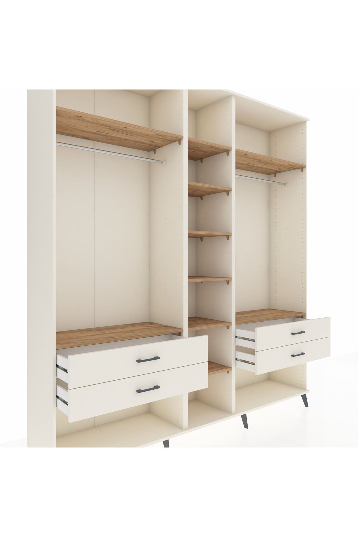 Hyperion Dolap 10 Raflı 4 Çekmeceli 2 Askılı 220x44x243 Aytaşı-Çam/Aytaşı