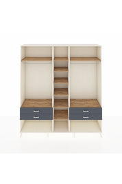 Hyperion Dolap 10 Raflı 4 Çekmeceli 2 Askılı 220x44x243 Aytaşı-Çam/Antrasit