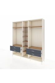 Hyperion Dolap 10 Raflı 4 Çekmeceli 2 Askılı 220x44x243 Aytaşı-Çam/Antrasit