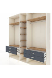 Hyperion Dolap 10 Raflı 4 Çekmeceli 2 Askılı 220x44x243 Aytaşı-Çam/Antrasit