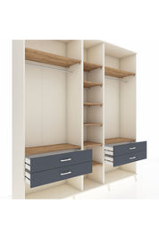 Hyperion Dolap 10 Raflı 4 Çekmeceli 2 Askılı 220x44x243 Aytaşı-Çam/Antrasit