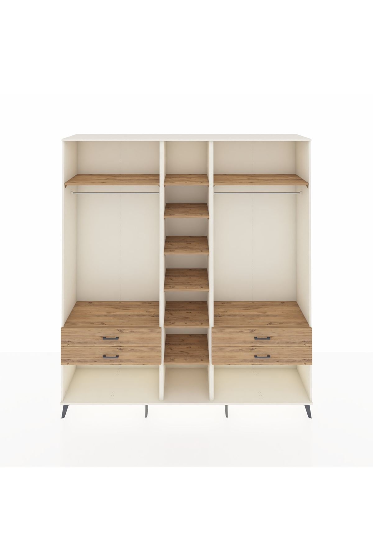 Hyperion Dolap 10 Raflı 4 Çekmeceli 2 Askılı 220x44x243 Aytaşı-Çam/Çam