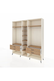 Hyperion Dolap 10 Raflı 4 Çekmeceli 2 Askılı 220x44x243 Aytaşı-Çam/Çam