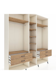 Hyperion Dolap 10 Raflı 4 Çekmeceli 2 Askılı 220x44x243 Aytaşı-Çam/Çam