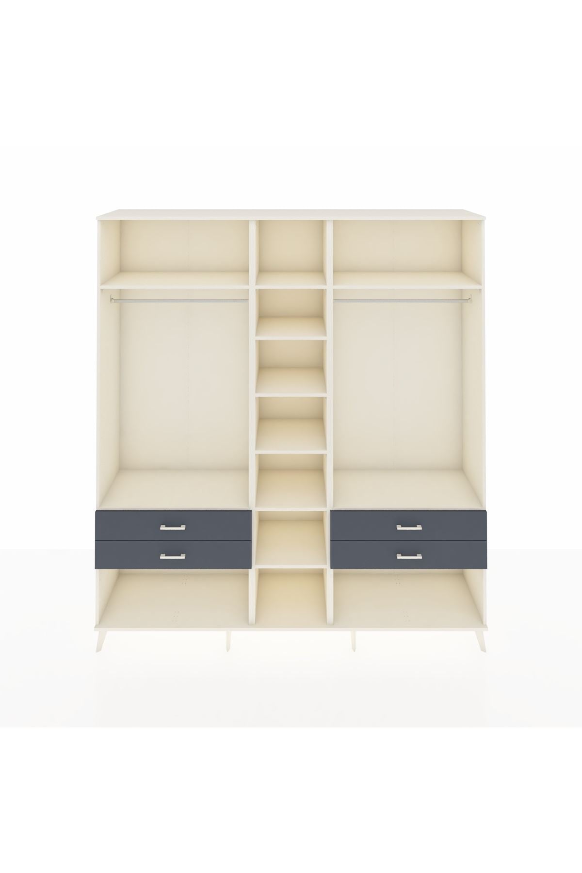 Hyperion Dolap 10 Raflı 4 Çekmeceli 2 Askılı 220x44x243 Aytaşı-Aytaşı/Antrasit