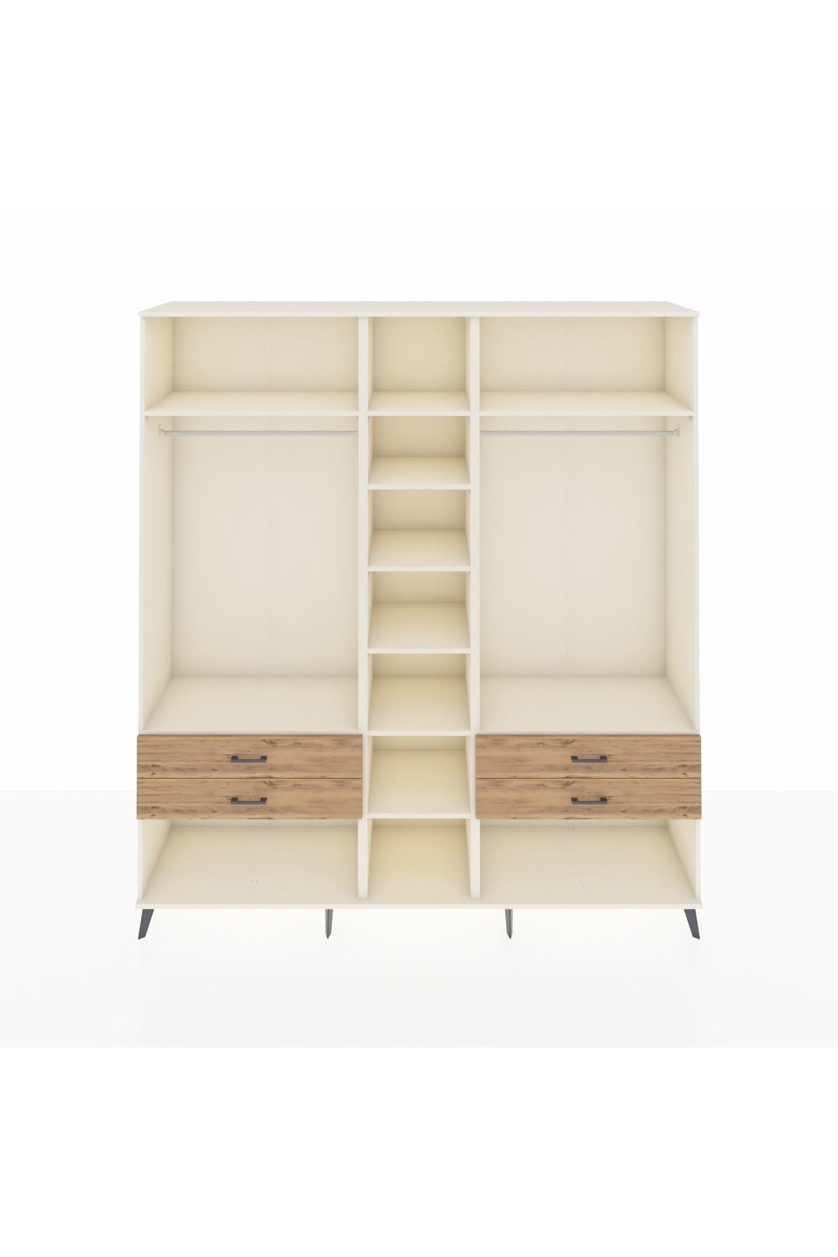 Hyperion Dolap 10 Raflı 4 Çekmeceli 2 Askılı 220x44x243 Aytaşı-Aytaşı/Çam