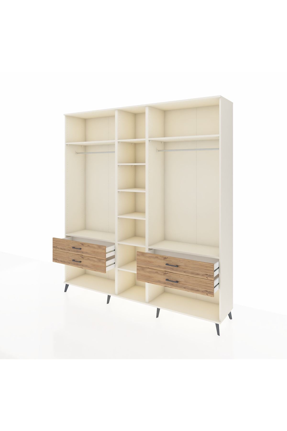 Hyperion Dolap 10 Raflı 4 Çekmeceli 2 Askılı 220x44x243 Aytaşı-Aytaşı/Çam