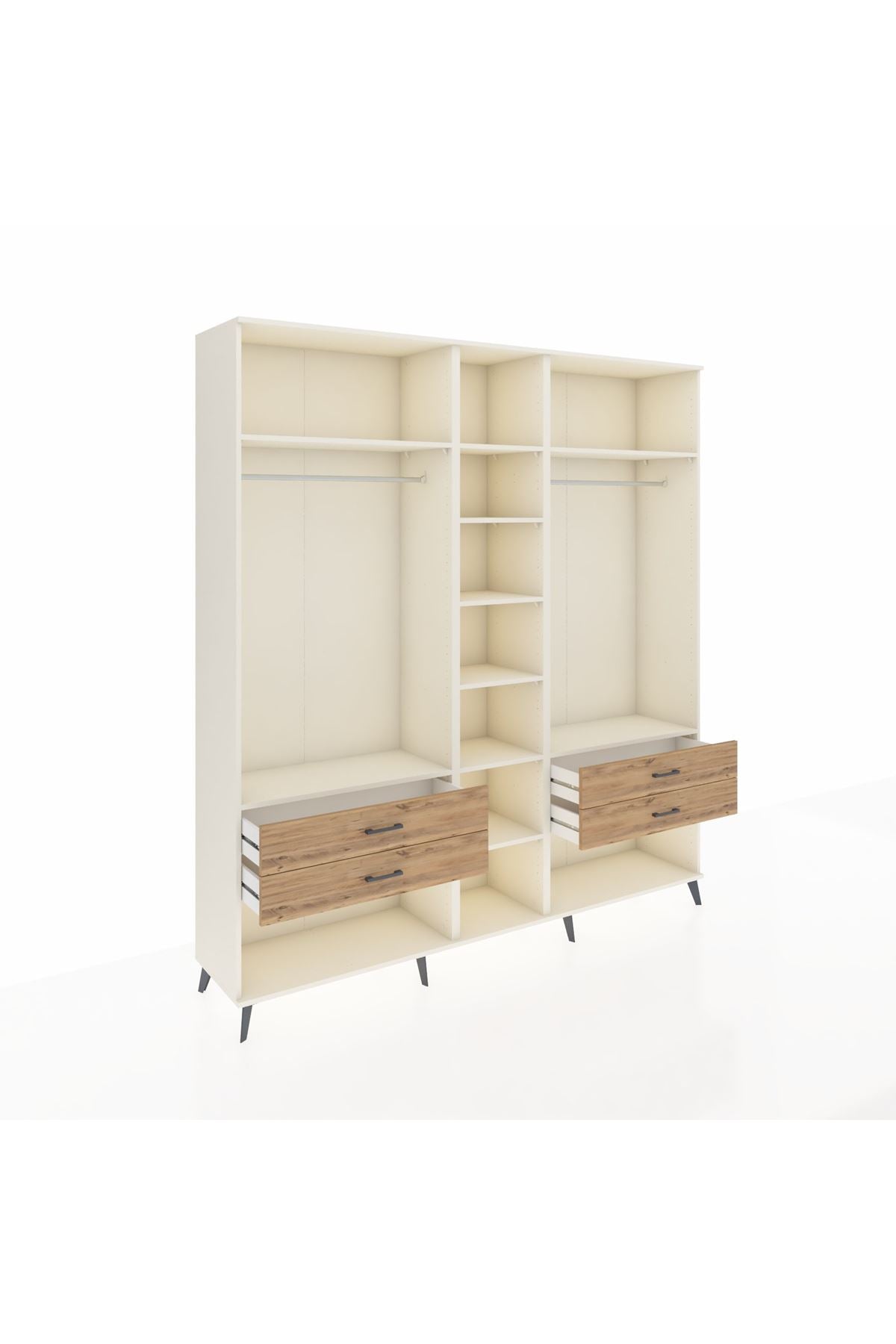 Hyperion Dolap 10 Raflı 4 Çekmeceli 2 Askılı 220x44x243 Aytaşı-Aytaşı/Çam