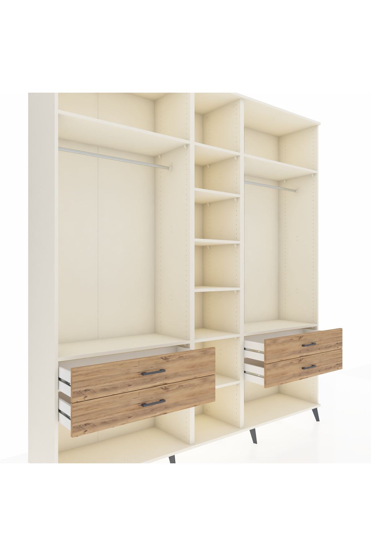 Hyperion Dolap 10 Raflı 4 Çekmeceli 2 Askılı 220x44x243 Aytaşı-Aytaşı/Çam