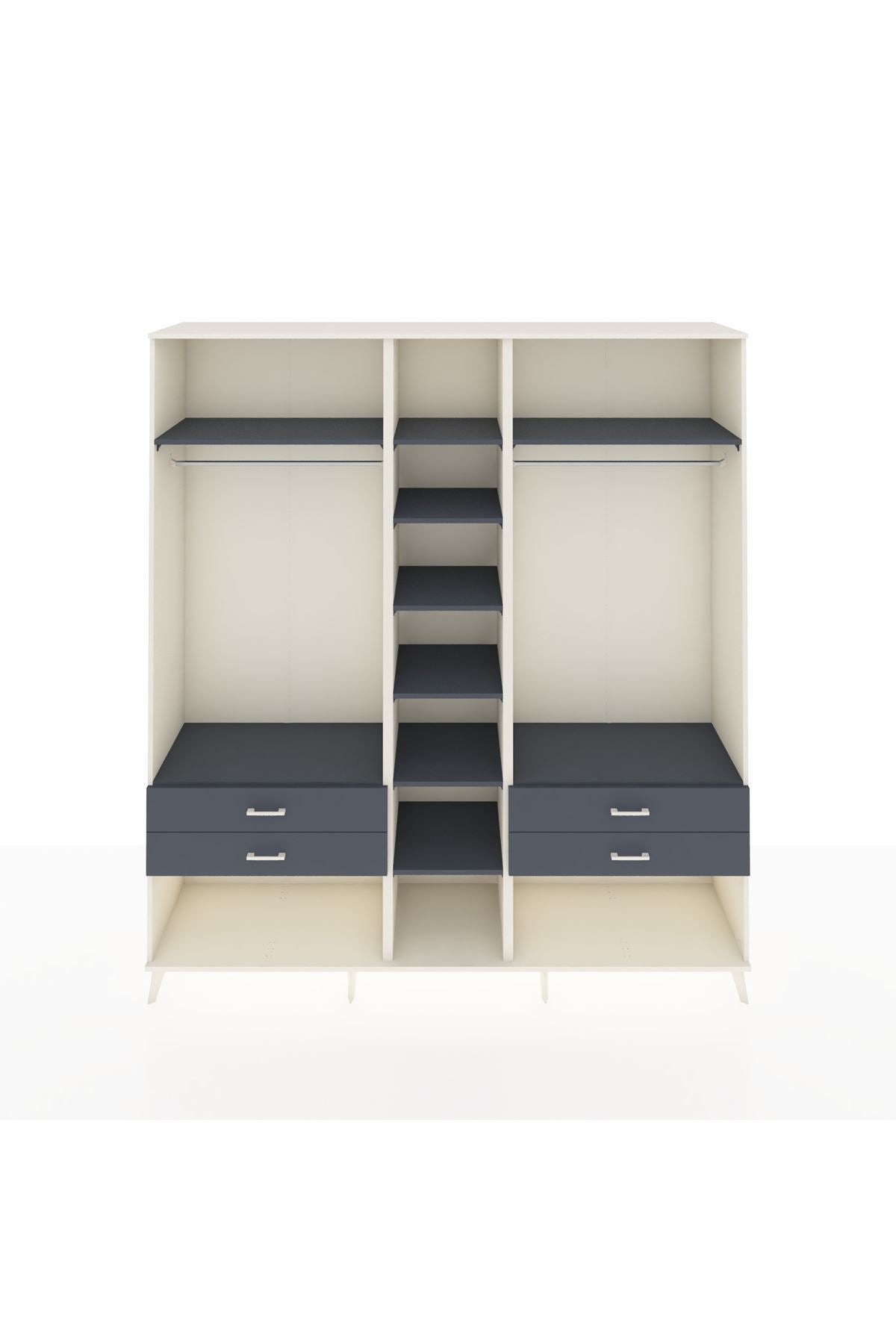 Hyperion Dolap 10 Raflı 4 Çekmeceli 2 Askılı 220x44x243 Aytaşı-Antrasit/Antrasit