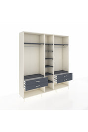 Hyperion Dolap 10 Raflı 4 Çekmeceli 2 Askılı 220x44x243 Aytaşı-Antrasit/Antrasit