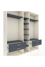 Hyperion Dolap 10 Raflı 4 Çekmeceli 2 Askılı 220x44x243 Aytaşı-Antrasit/Antrasit