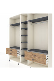 Hyperion Dolap 10 Raflı 4 Çekmeceli 2 Askılı 220x44x243 Aytaşı-Antrasit/Çam