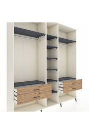 Hyperion Dolap 10 Raflı 4 Çekmeceli 2 Askılı 220x44x243 Aytaşı-Antrasit/Çam