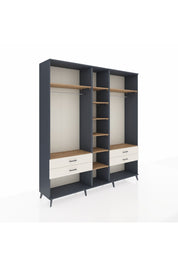 Hyperion Dolap 10 Raflı 4 Çekmeceli 2 Askılı 220x44x243 Antrasit-Çam/Aytaşı