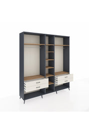 Hyperion Dolap 10 Raflı 4 Çekmeceli 2 Askılı 220x44x243 Antrasit-Çam/Aytaşı