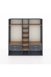 Hyperion Dolap 10 Raflı 4 Çekmeceli 2 Askılı 220x44x243 Antrasit-Çam/Antrasit