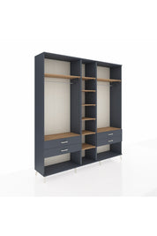 Hyperion Dolap 10 Raflı 4 Çekmeceli 2 Askılı 220x44x243 Antrasit-Çam/Antrasit