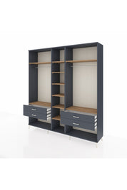 Hyperion Dolap 10 Raflı 4 Çekmeceli 2 Askılı 220x44x243 Antrasit-Çam/Antrasit