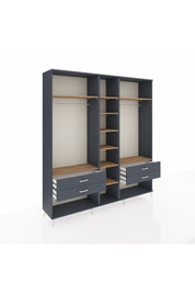 Hyperion Dolap 10 Raflı 4 Çekmeceli 2 Askılı 220x44x243 Antrasit-Çam/Antrasit