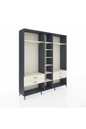 Hyperion Dolap 10 Raflı 4 Çekmeceli 2 Askılı 220x44x243 Antrasit-Aytaşı/Aytaşı