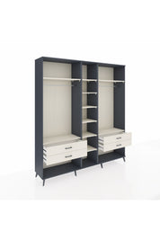 Hyperion Dolap 10 Raflı 4 Çekmeceli 2 Askılı 220x44x243 Antrasit-Aytaşı/Aytaşı