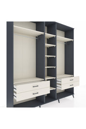 Hyperion Dolap 10 Raflı 4 Çekmeceli 2 Askılı 220x44x243 Antrasit-Aytaşı/Aytaşı