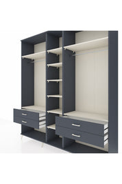 Hyperion Dolap 10 Raflı 4 Çekmeceli 2 Askılı 220x44x243 Antrasit-Aytaşı/Antrasit