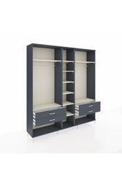 Hyperion Dolap 10 Raflı 4 Çekmeceli 2 Askılı 220x44x243 Antrasit-Aytaşı/Antrasit