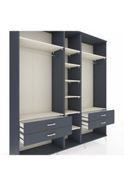 Hyperion Dolap 10 Raflı 4 Çekmeceli 2 Askılı 220x44x243 Antrasit-Aytaşı/Antrasit