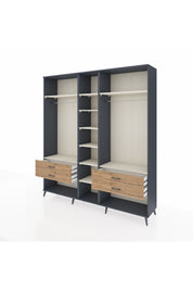 Hyperion Dolap 10 Raflı 4 Çekmeceli 2 Askılı 220x44x243 Antrasit-Aytaşı/Çam