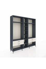 Hyperion Dolap 10 Raflı 4 Çekmeceli 2 Askılı 220x44x243 Antrasit-Antrasit/Aytaşı