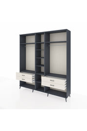 Hyperion Dolap 10 Raflı 4 Çekmeceli 2 Askılı 220x44x243 Antrasit-Antrasit/Aytaşı