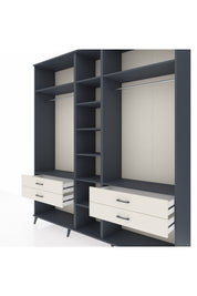 Hyperion Dolap 10 Raflı 4 Çekmeceli 2 Askılı 220x44x243 Antrasit-Antrasit/Aytaşı