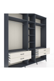 Hyperion Dolap 10 Raflı 4 Çekmeceli 2 Askılı 220x44x243 Antrasit-Antrasit/Aytaşı