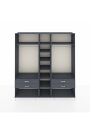 Hyperion Dolap 10 Raflı 4 Çekmeceli 2 Askılı 220x44x243 Antrasit-Antrasit/Antrasit