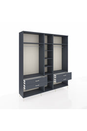 Hyperion Dolap 10 Raflı 4 Çekmeceli 2 Askılı 220x44x243 Antrasit-Antrasit/Antrasit