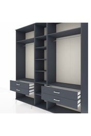 Hyperion Dolap 10 Raflı 4 Çekmeceli 2 Askılı 220x44x243 Antrasit-Antrasit/Antrasit