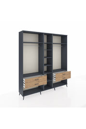 Hyperion Dolap 10 Raflı 4 Çekmeceli 2 Askılı 220x44x243 Antrasit-Antrasit/Çam
