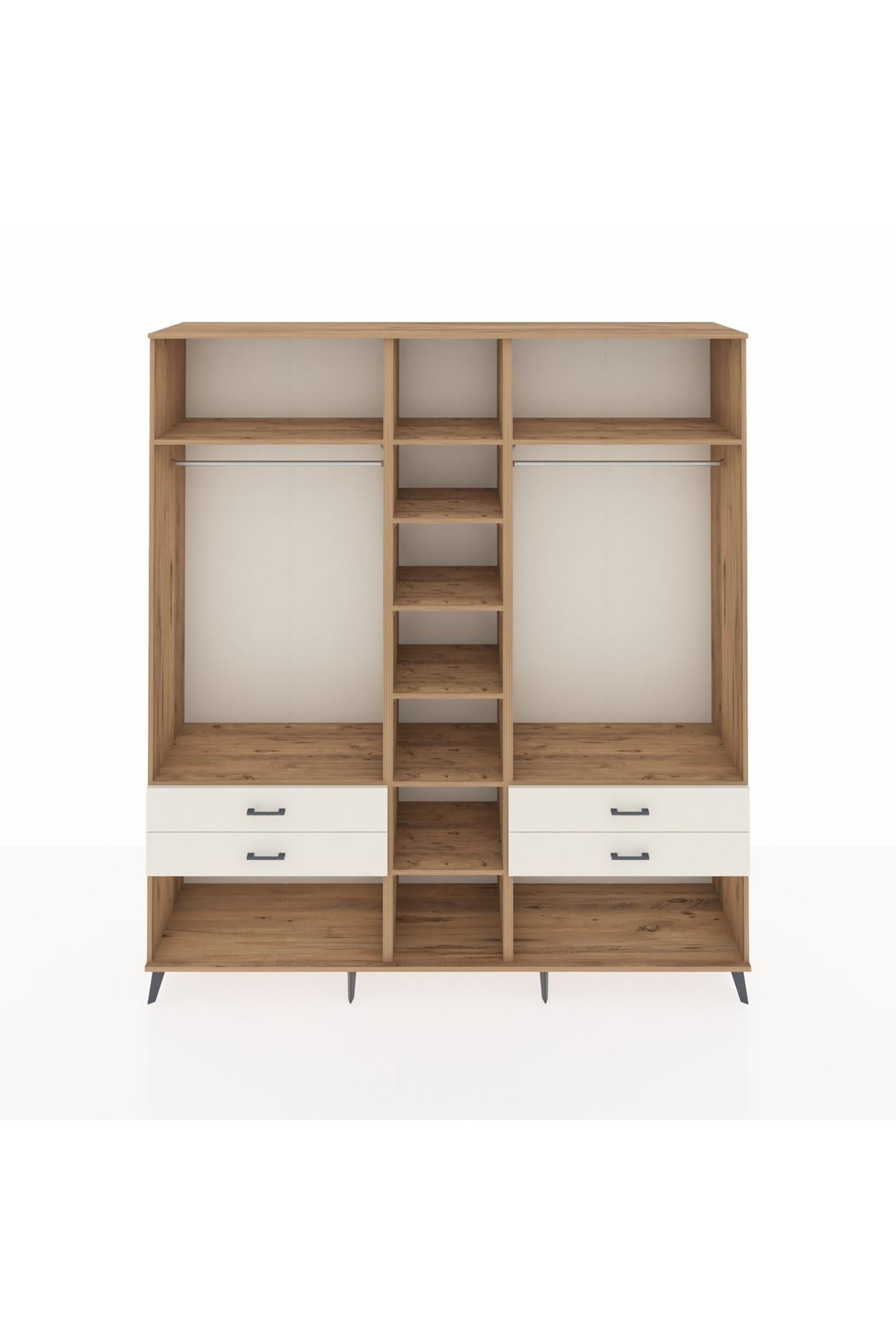 Hyperion Dolap 10 Raflı 4 Çekmeceli 2 Askılı 220x44x243 Çam-Çam/Aytaşı