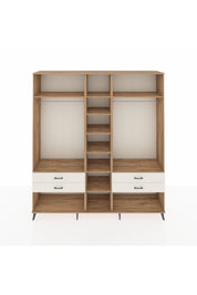 Hyperion Dolap 10 Raflı 4 Çekmeceli 2 Askılı 220x44x243 Çam-Çam/Aytaşı