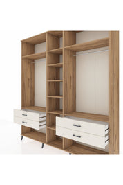 Hyperion Dolap 10 Raflı 4 Çekmeceli 2 Askılı 220x44x243 Çam-Çam/Aytaşı