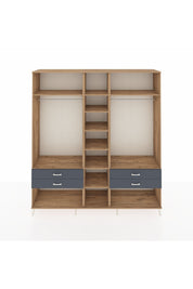 Hyperion Dolap 10 Raflı 4 Çekmeceli 2 Askılı 220x44x243 Çam-Çam/Antrasit