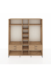 Hyperion Dolap 10 Raflı 4 Çekmeceli 2 Askılı 220x44x243 Çam-Çam/Çam