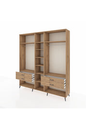 Hyperion Dolap 10 Raflı 4 Çekmeceli 2 Askılı 220x44x243 Çam-Çam/Çam