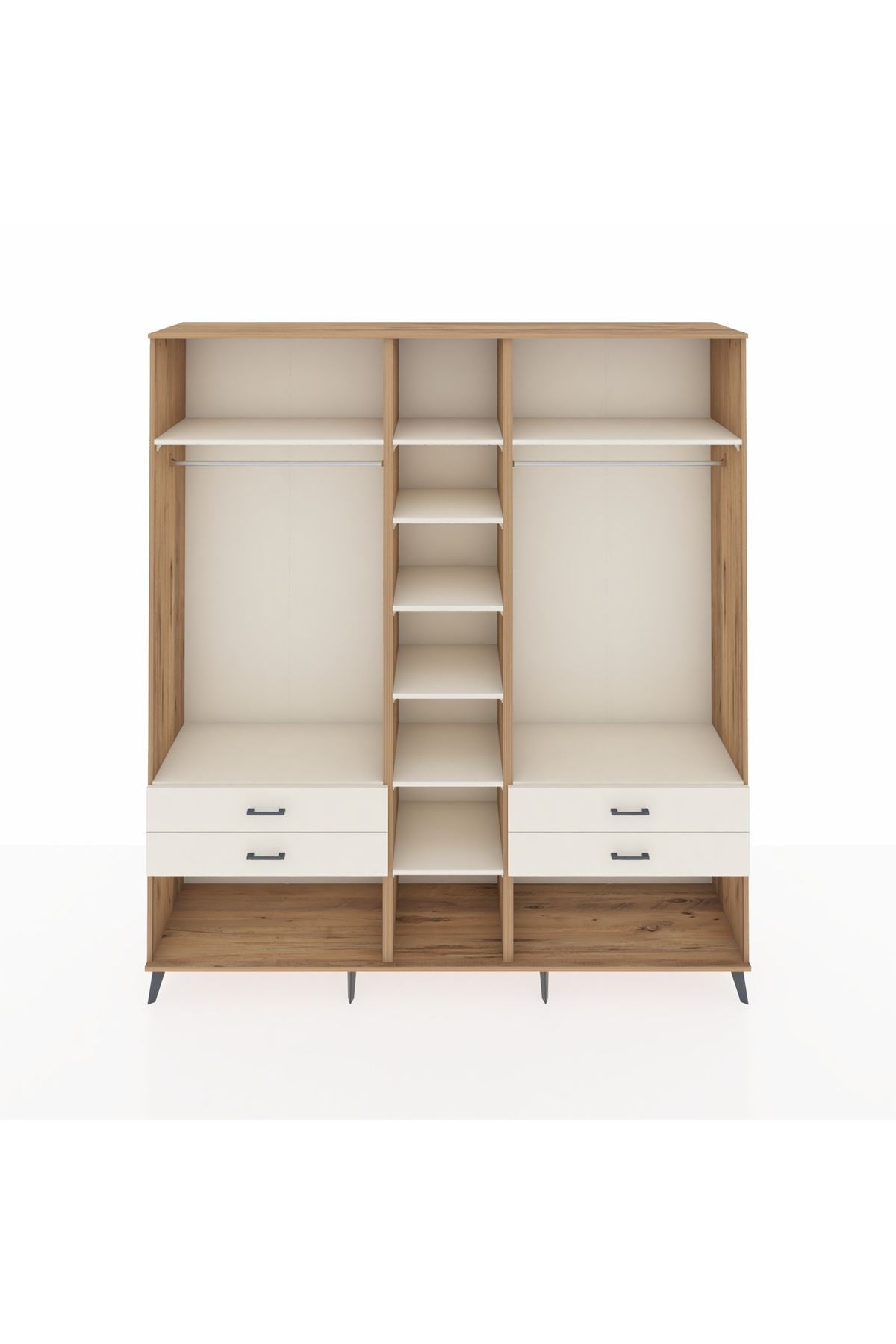 Hyperion Dolap 10 Raflı 4 Çekmeceli 2 Askılı 220x44x243 Çam-Aytaşı/Aytaşı