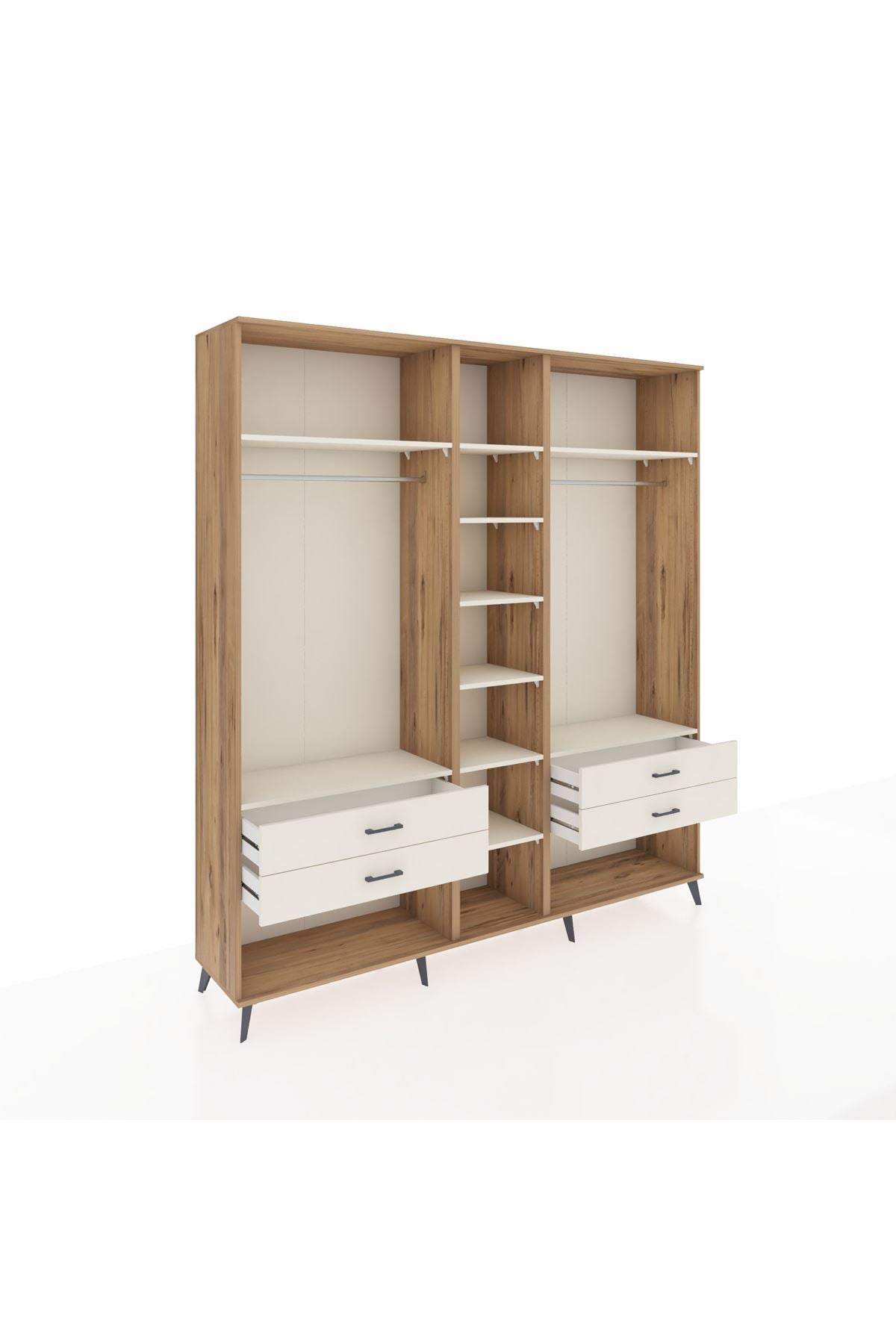 Hyperion Dolap 10 Raflı 4 Çekmeceli 2 Askılı 220x44x243 Çam-Aytaşı/Aytaşı